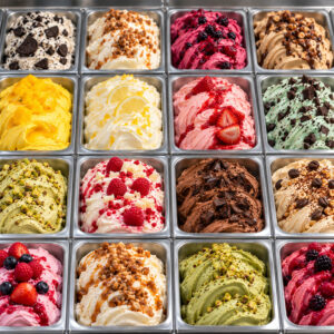 Assorted tubs of authentic ice cream